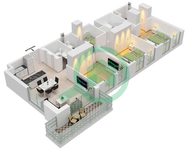 Type E Unit 3 Floor 1