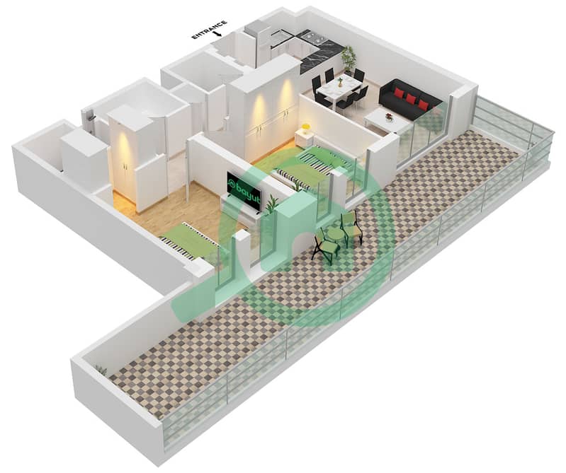 Rehan Residence - 2 Bedroom Apartment Type/unit N / UNIT 4 FLOOR 1 Floor plan Type N Unit 4 Floor 1 interactive3D