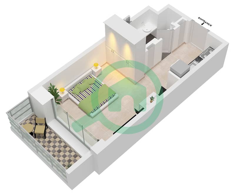 Rehan Residence - Studio Apartment Type/unit A / UNIT 11 FLOOR 1-9 Floor plan Type A Unit 11 Floor 1-9 interactive3D