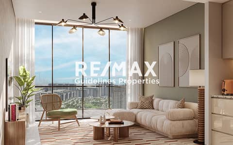 فلیٹ 1 غرفة نوم للبيع في دبي هيلز استيت، دبي - 1BED_LIVING_VIEW_3. jpg