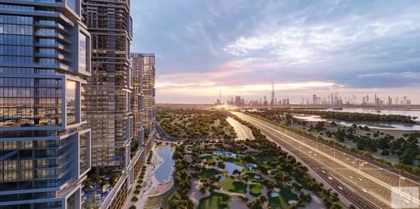 2 Bedroom Apartment for Sale in Sobha Hartland, Dubai - Side Shot - Dusk. jpg
