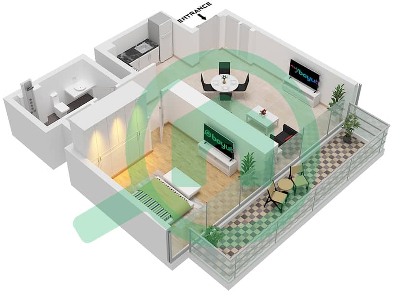 المخططات الطابقية لتصميم الوحدة 5,6 PODIUM FLOOR 2-28,31 شقة 1 غرفة نوم - العنوان ريزيدنسز برج زعبيل 4 "Unit 5 Podium Floor 2,3
Unit 6 Floor 4-28,31-49" interactive3D