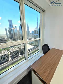 Fully Furnished 250 Sqft Private Office Space with Stunning Sea View Available in a Prestigious Business Center!