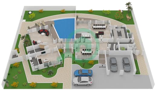 朱美拉棕榈岛招牌别墅M区 - 5 卧室别墅类型CENTRAL POOL CONTEMPORARY戶型图