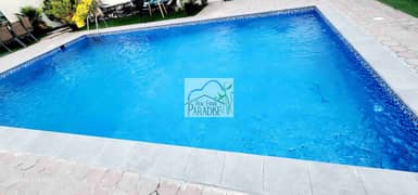 available 3 bedrooms with private entrance villa with maids room  , shared swimming pool, 3 bathrooms ,fitted kitchen ready to move for rent in mirdif