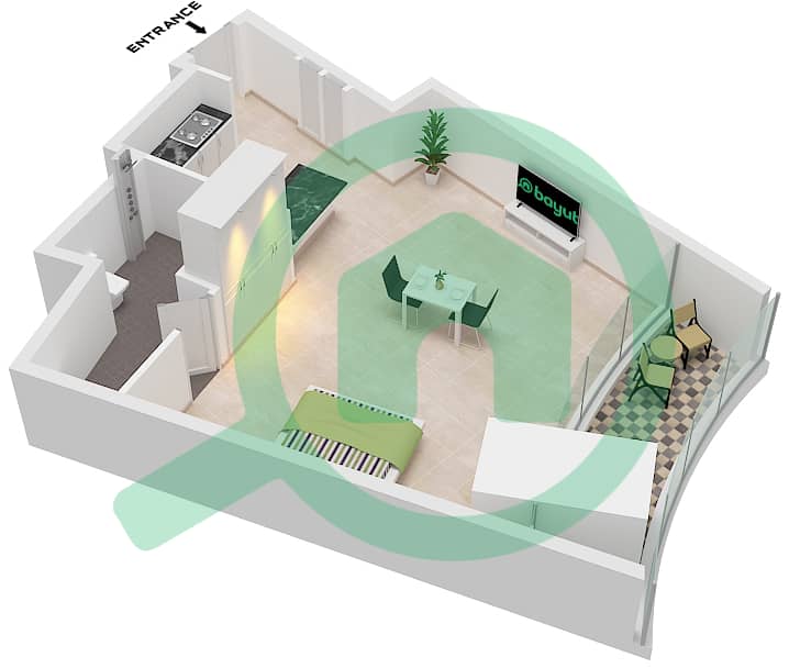 德-格里索诺萨法二号 - 单身公寓类型6 FLOOR 72戶型图 Type 6 Floor 72 interactive3D