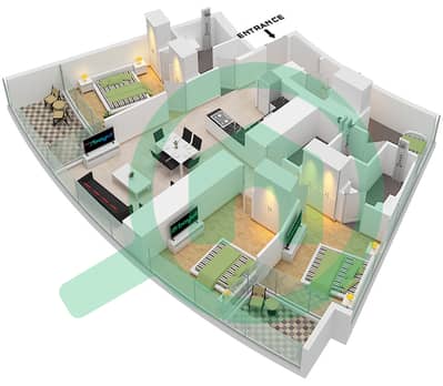 德-格里索诺萨法二号 - 3 卧室公寓类型1 FLOOR 11戶型图 德-格里索诺萨法二号 - 3 卧室公寓类型1 FLOOR 11戶型图