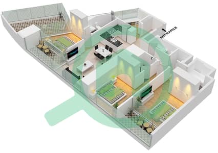 德-格里索诺萨法二号 - 3 卧室公寓类型1 FLOOR 11-12戶型图 德-格里索诺萨法二号 - 3 卧室公寓类型1 FLOOR 11-12戶型图