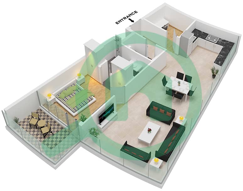 德-格里索诺萨法二号 - 1 卧室公寓类型11 FLOOR 47戶型图 Type 11 Floor 47 interactive3D