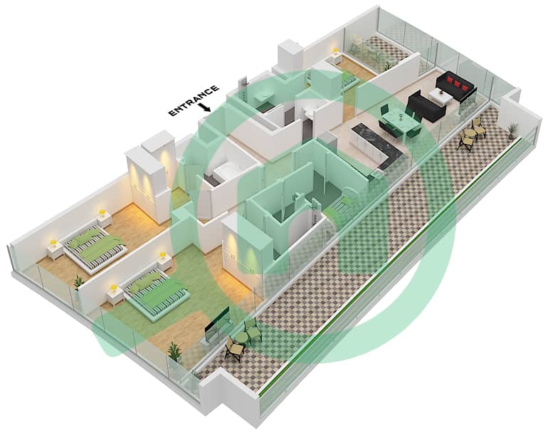 德-格里索诺萨法二号 - 3 卧室公寓类型11 FLOOR 71戶型图 Type 11 Floor 71 interactive3D