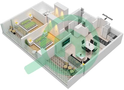德-格里索诺萨法二号 - 2 卧室公寓类型11 FLOOR 20-36,38-43戶型图 德-格里索诺萨法二号 - 2 卧室公寓类型11 FLOOR 20-36,38-43戶型图