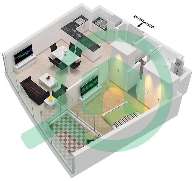 Safa Two by De Grisogono - 1 Bedroom Apartment Type 11 FLOOR 22-36,38-56 Floor plan Type 11 Floor 22-36,38-56 interactive3D