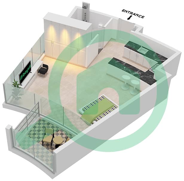 Safa Two by De Grisogono - Studio Apartment Type 13 FLOOR 19 Floor plan Type 13 Floor 19 interactive3D