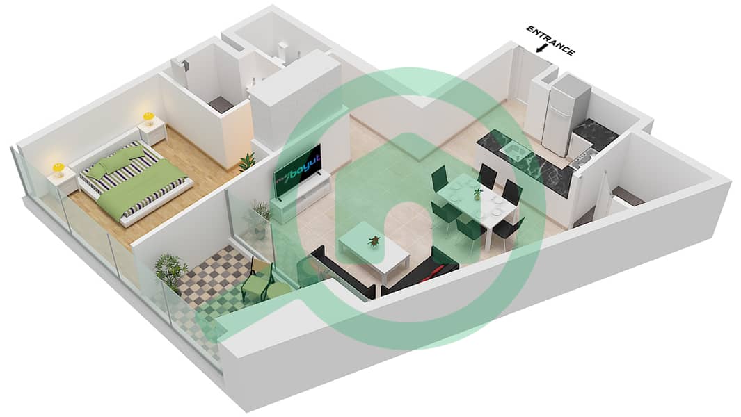 德-格里索诺萨法二号 - 1 卧室公寓类型14 FLOOR 51-52,64-65戶型图 Type 14 Floor 51-52,64-65 interactive3D