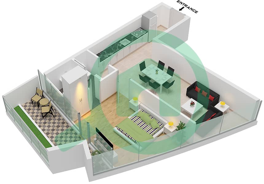 Safa Two by De Grisogono - 1 Bedroom Apartment Type 15 FLOOR 26,54 Floor plan Type 15 Floor 26,54 interactive3D