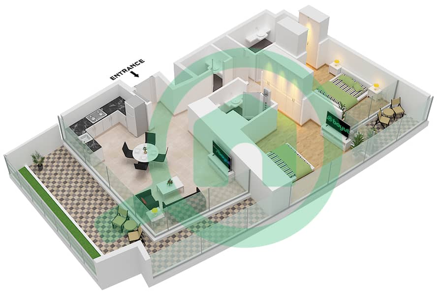 德-格里索诺萨法二号 - 2 卧室公寓类型15 FLOOR 69-71戶型图 Type 15 Floor 69-71 interactive3D