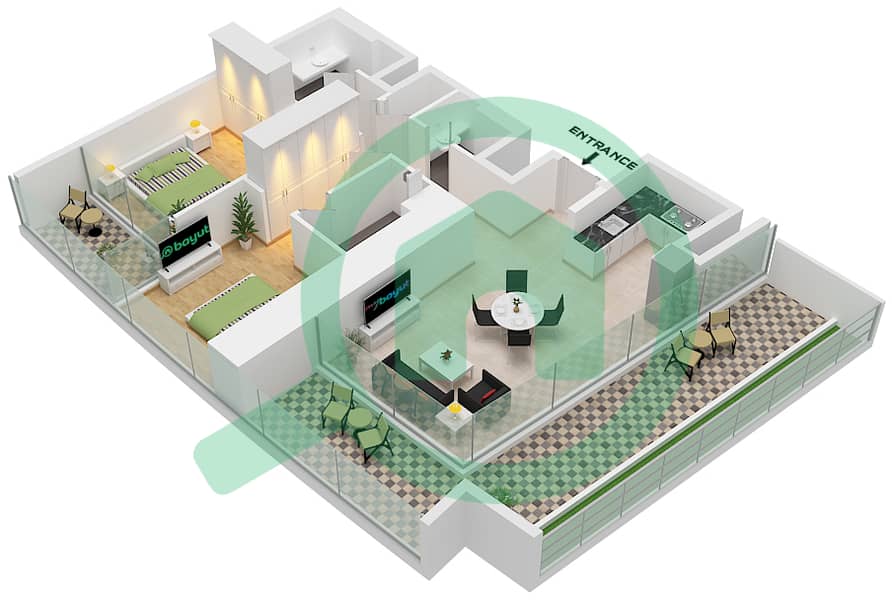 德-格里索诺萨法二号 - 2 卧室公寓类型16 FLOOR 69-71戶型图 Type 16 Floor 69-71 interactive3D