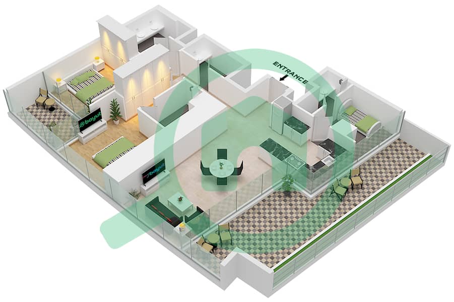 德-格里索诺萨法二号 - 2 卧室公寓类型17 FLOOR 68戶型图 Type 17 Floor 68 interactive3D