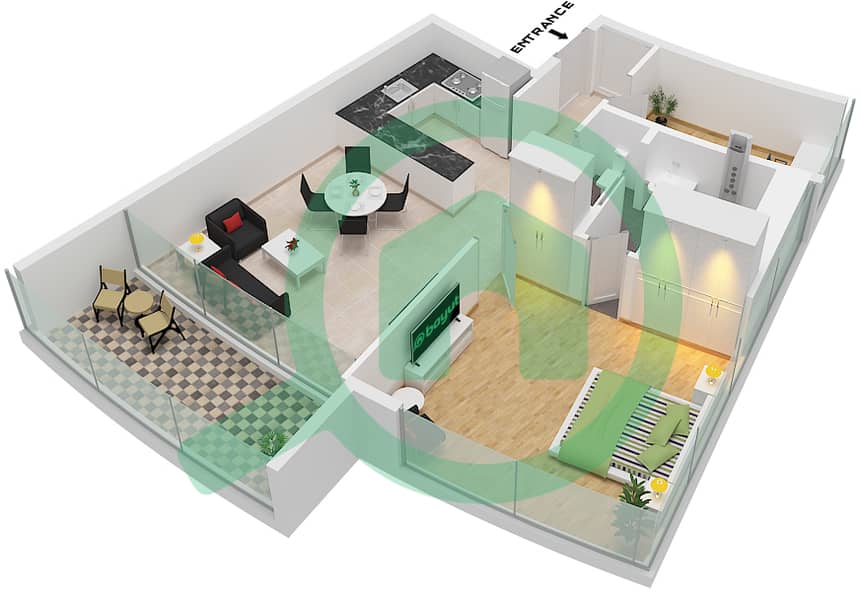 德-格里索诺萨法二号 - 1 卧室公寓类型18 FLOOR 46戶型图 Type 18 Floor 46 interactive3D