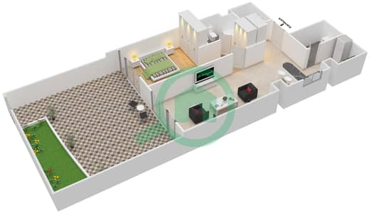 المخططات الطابقية لتصميم النموذج G شقة 1 غرفة نوم - أمبر