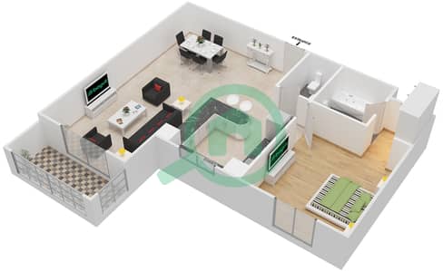 Azizi Liatris - 1 Bed Apartments Type/Unit 1B/05 Floor plan