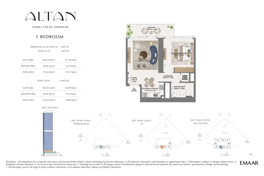 1 BR floor plan
