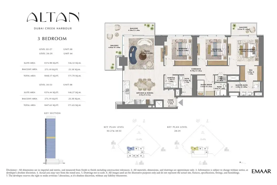 3 BR floor plan