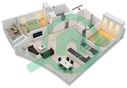 德-格里索诺萨法二号 - 2 卧室公寓类型18 FLOOR 72戶型图 德-格里索诺萨法二号 - 2 卧室公寓类型18 FLOOR 72戶型图