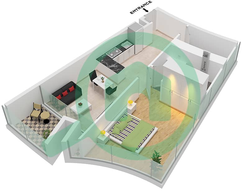 德-格里索诺萨法二号 - 1 卧室公寓类型19 FLOOR 67-69戶型图 Type 19 Floor 67-69 interactive3D
