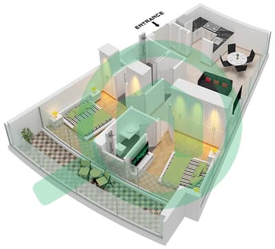 德-格里索诺萨法二号 - 2 卧室公寓类型2 FLOOR 15-16戶型图 德-格里索诺萨法二号 - 2 卧室公寓类型2 FLOOR 15-16戶型图