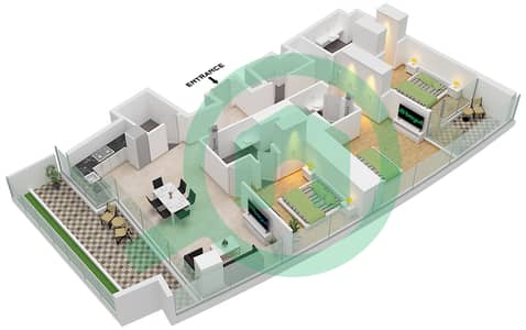 德-格里索诺萨法二号 - 3 卧室公寓类型2 FLOOR 15-16,65-66戶型图 德-格里索诺萨法二号 - 3 卧室公寓类型2 FLOOR 15-16,65-66戶型图