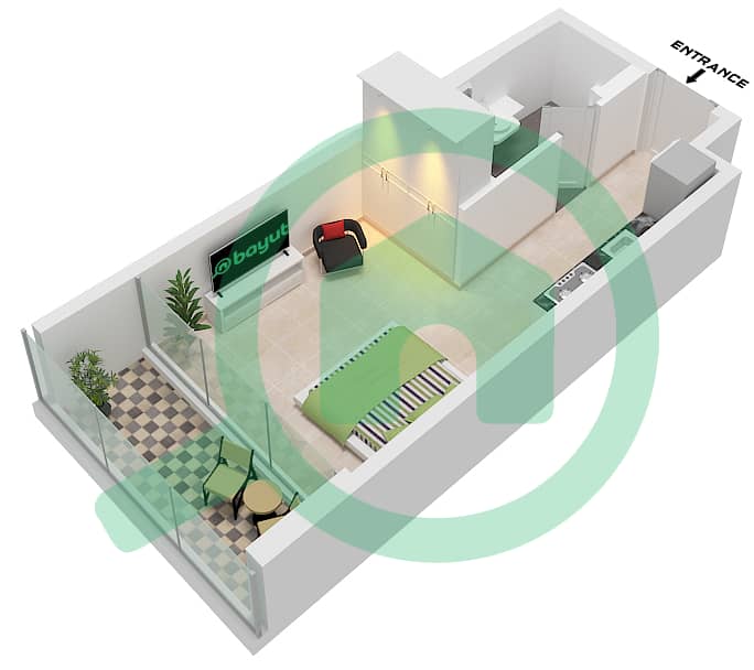 德-格里索诺萨法二号 - 单身公寓类型2 FLOOR 17-21戶型图 Type 2 Floor 17-21 interactive3D