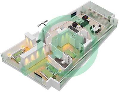 德-格里索诺萨法二号 - 3 卧室公寓类型2 FLOOR 18-22戶型图 德-格里索诺萨法二号 - 3 卧室公寓类型2 FLOOR 18-22戶型图