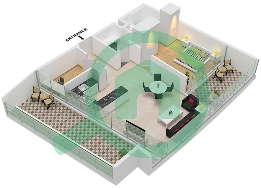 德-格里索诺萨法二号 - 1 卧室公寓类型22 FLOOR 69戶型图 Type 22 Floor 69 interactive3D
