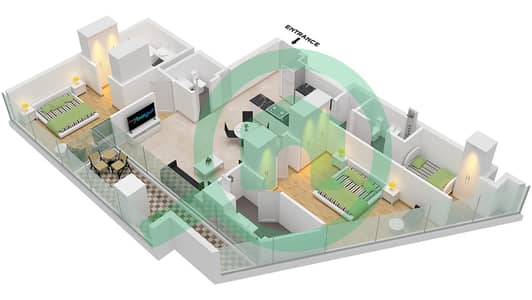 德-格里索诺萨法二号 - 2 卧室公寓类型25 FLOOR 19,72戶型图 德-格里索诺萨法二号 - 2 卧室公寓类型25 FLOOR 19,72戶型图