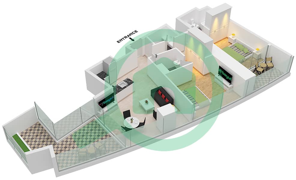 德-格里索诺萨法二号 - 2 卧室公寓类型26 FLOOR 21戶型图 Type 26 Floor 21 interactive3D