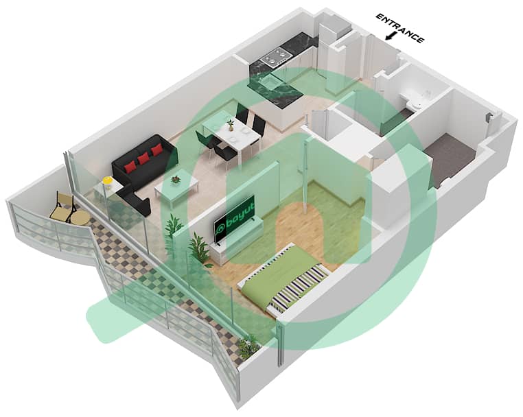 沃尔塔 - 1 卧室公寓类型A戶型图 Type A interactive3D