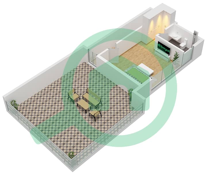 邻里之间 - 2 卧室公寓类型／单位C / UNIT 265戶型图 Type C Unit 265 Floor Upper interactive3D