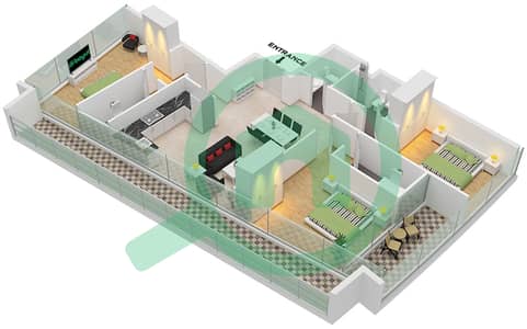 德-格里索诺萨法二号 - 3 卧室公寓类型3 FLOOR 23-25戶型图 德-格里索诺萨法二号 - 3 卧室公寓类型3 FLOOR 23-25戶型图