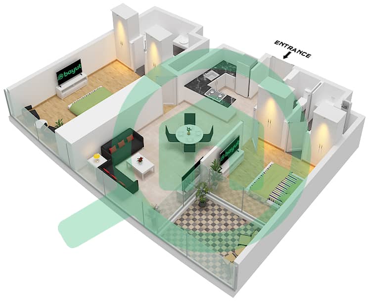 德-格里索诺萨法二号 - 2 卧室公寓类型30 FLOOR 63-64戶型图 Type 30 Floor 63-64 interactive3D