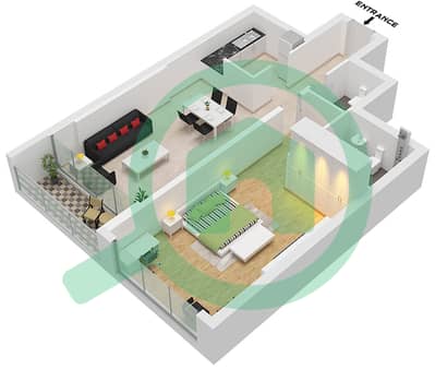 Al Yousuf Tower 1 - 1 Bedroom Apartment Type 6 Floor plan