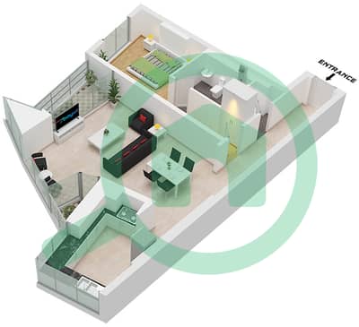 Al Yousuf Tower 1 - 1 Bedroom Apartment Type 7 Floor plan