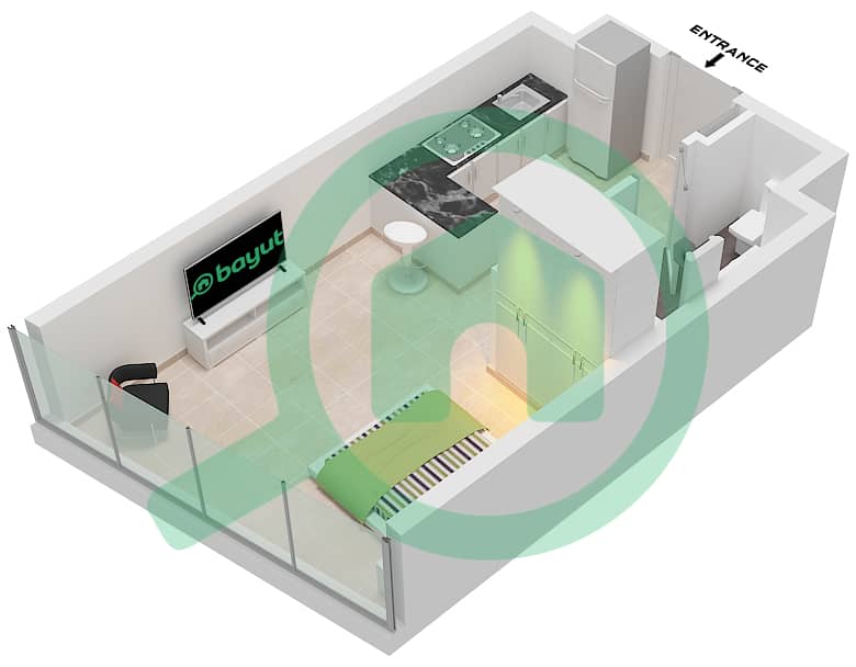 德-格里索诺萨法二号 - 单身公寓类型4 FLOOR 23-36,49-58戶型图 Type 4 Floor 23-36,49-58 interactive3D