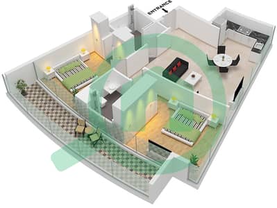 德-格里索诺萨法二号 - 2 卧室公寓类型5 FLOOR 17-18,45戶型图 德-格里索诺萨法二号 - 2 卧室公寓类型5 FLOOR 17-18,45戶型图