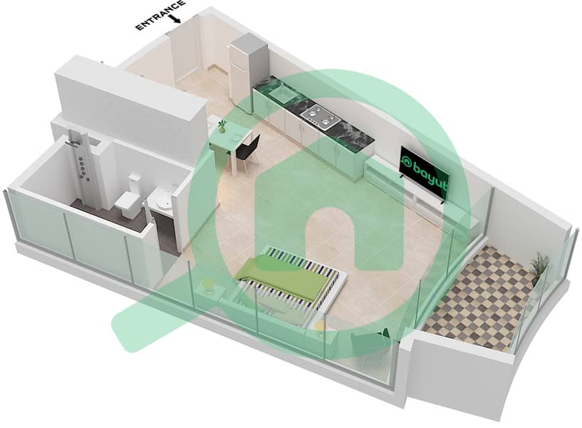 德-格里索诺萨法二号 - 单身公寓类型5 FLOOR 46,70,72戶型图 Type 5 Floor 46,70,72 interactive3D