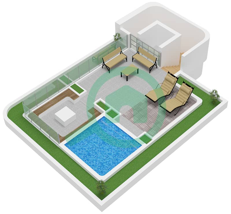 NB Collection - 3 卧室别墅类型／单位A / UNIT 1-3戶型图 Type A Unit 1-3 Roof Top interactive3D