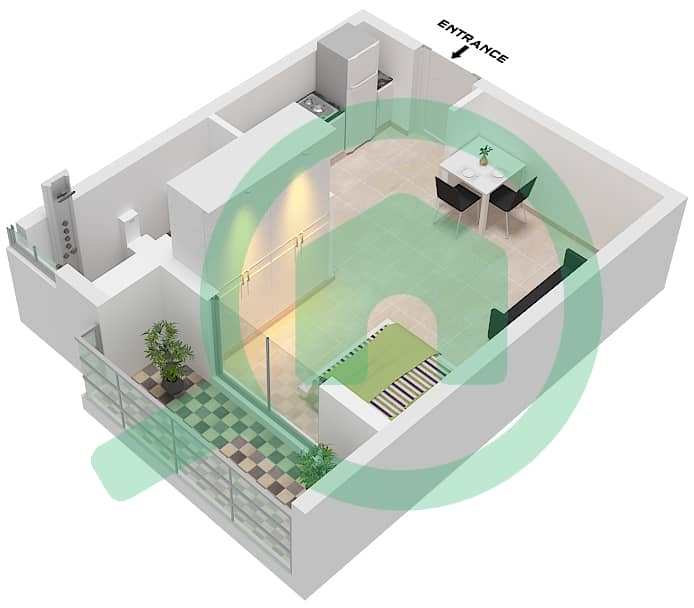 المخططات الطابقية لتصميم الوحدة 12 FLOOR 1 شقة استوديو - بناية مجموعة برلين 1 Unit 12 Floor 1 interactive3D