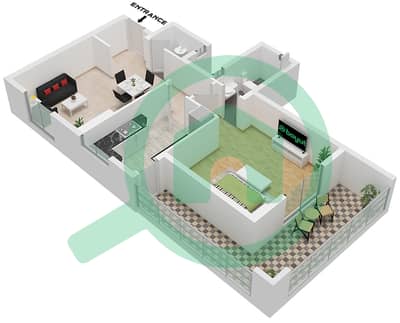 المخططات الطابقية لتصميم الوحدة 5 FLOOR 1 شقة 1 غرفة نوم - بناية مجموعة برلين 1