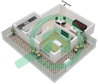 المخططات الطابقية لتصميم الوحدة 1 FLOOR 1 شقة 1 غرفة نوم - بناية مجموعة برلين 1