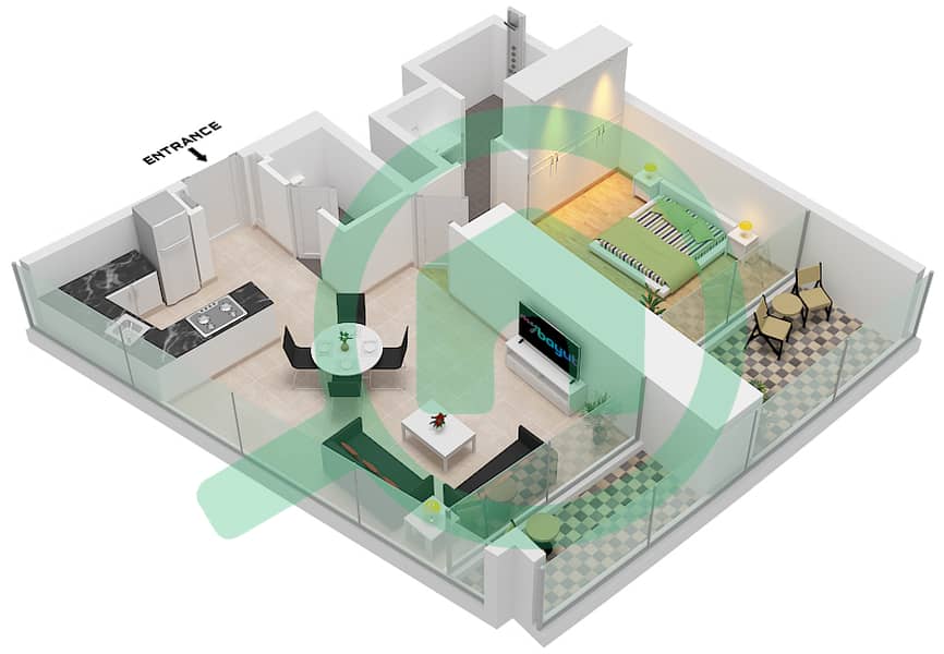 德-格里索诺萨法二号 - 1 卧室公寓类型6 FLOOR 11-14戶型图 Type 6 Floor 11-14 interactive3D
